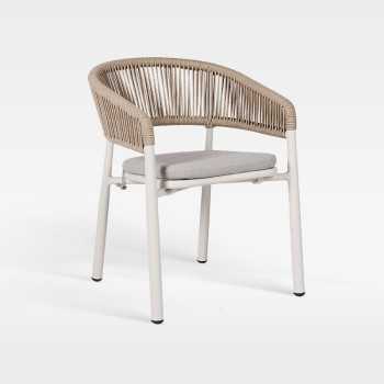 Luxury Woven Rope Premium Hotel Outdoor Patio Dining Chair With Cushion