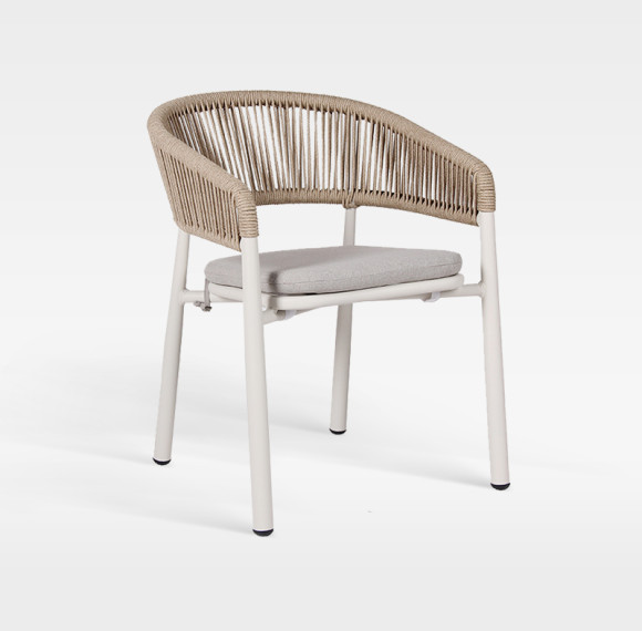 Luxury Woven Rope Premium Hotel Outdoor Patio Dining Chair With Cushion