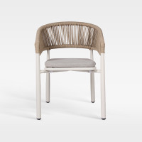 Luxury Woven Rope Premium Hotel Outdoor Patio Dining Chair With Cushion