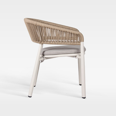 Luxury Woven Rope Premium Hotel Outdoor Patio Dining Chair With Cushion