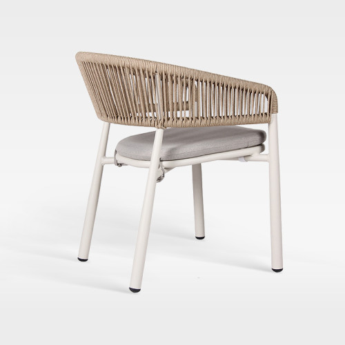 Luxury Woven Rope Premium Hotel Outdoor Patio Dining Chair With Cushion