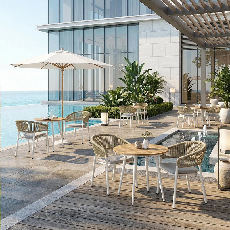 Luxury Woven Rope Premium Hotel Outdoor Patio Dining Chair