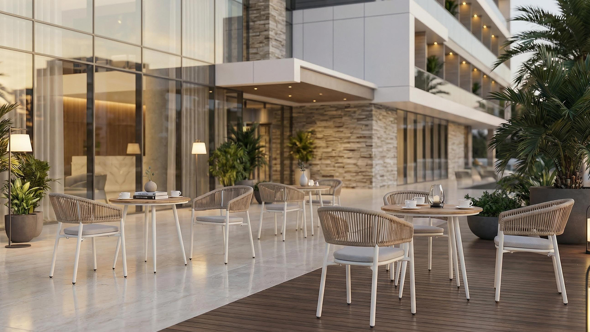 Luxury Woven Rope Premium Hotel Outdoor Patio Dining Chair