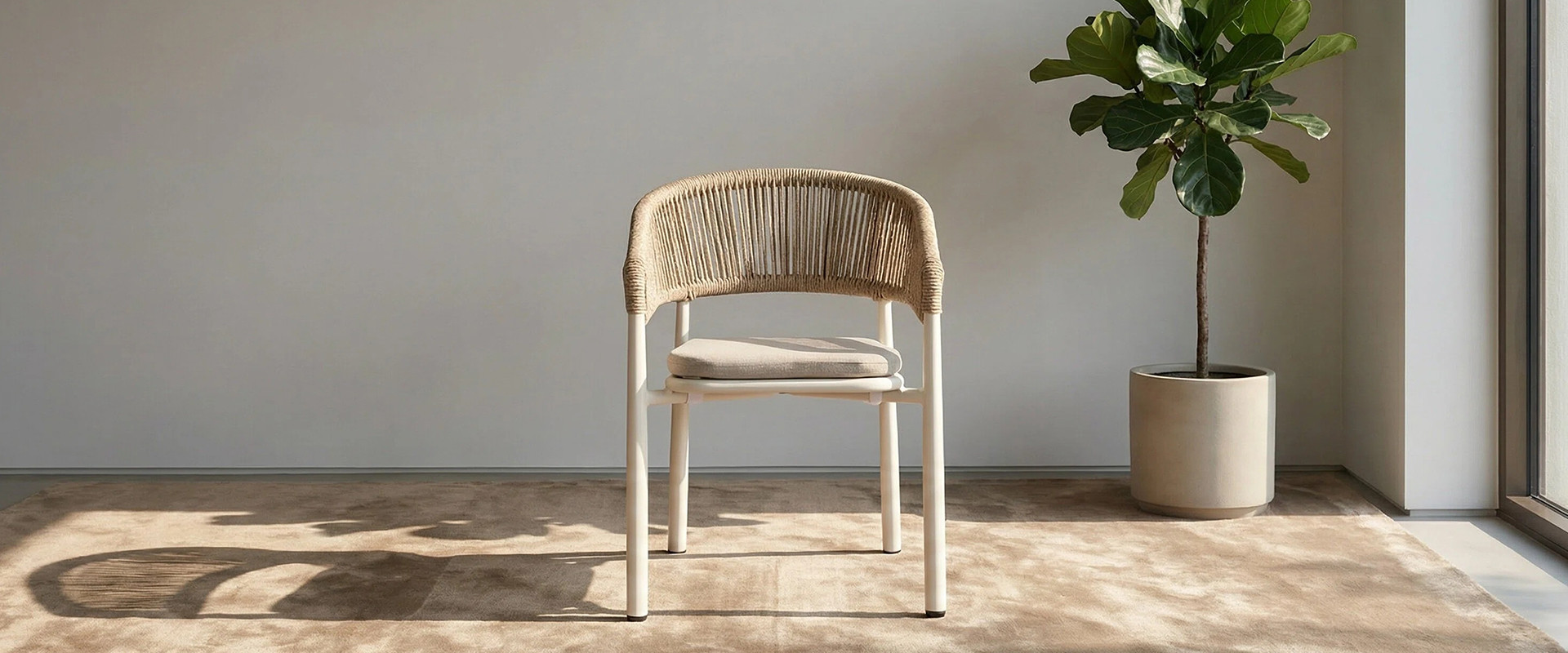 Luxury Woven Rope Premium Hotel Outdoor Patio Dining Chair