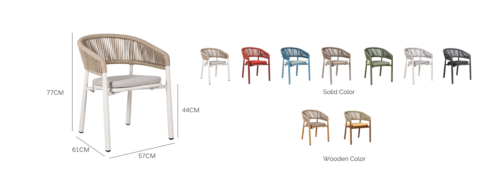 Luxury Woven Rope Premium Hotel Outdoor Patio Dining Chair