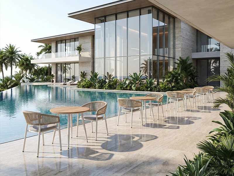 Luxury Woven Rope Premium Hotel Outdoor Patio Dining Chair