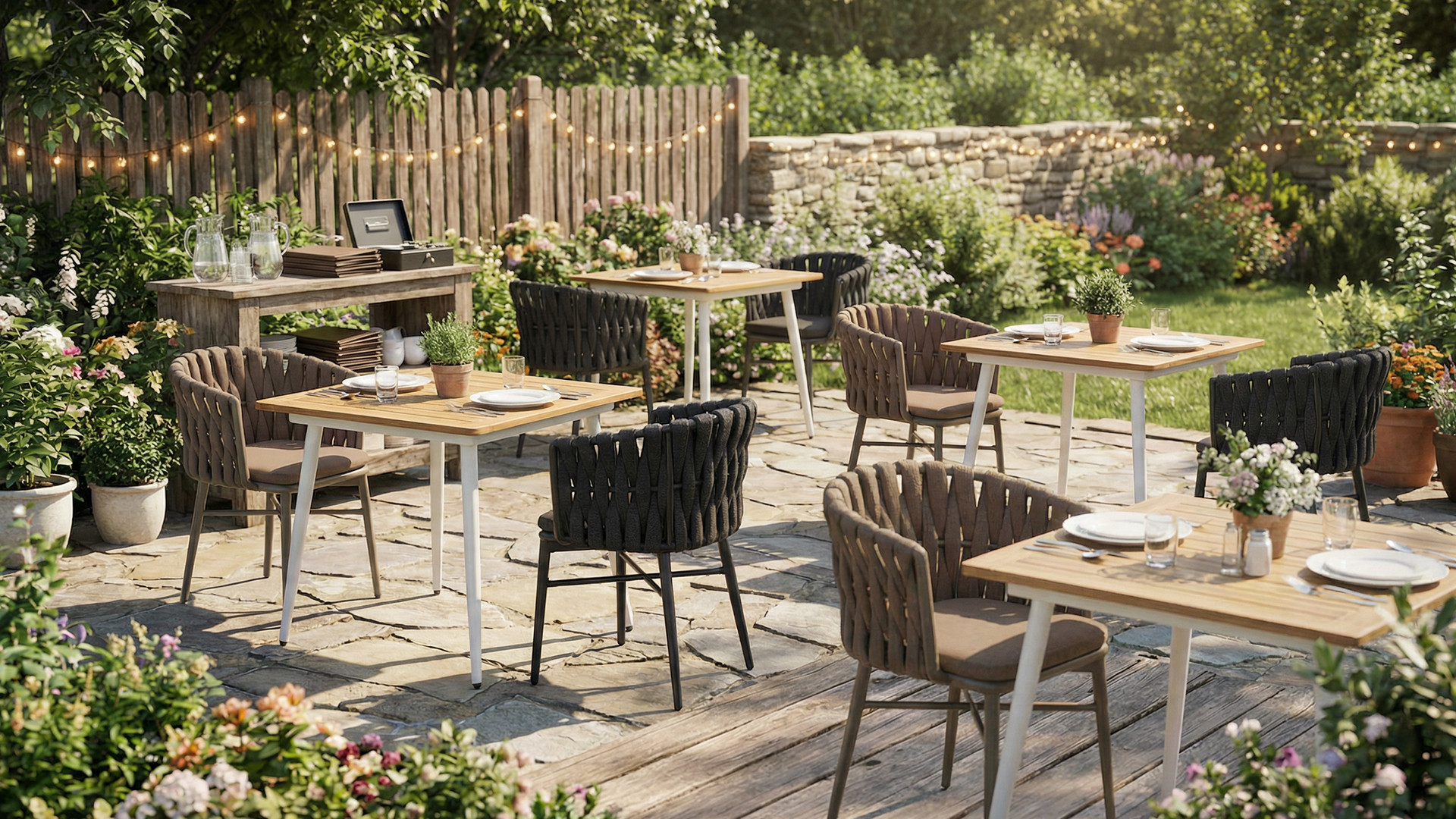 Commercial Grade Hotel Outdoor Braided Rope Chair