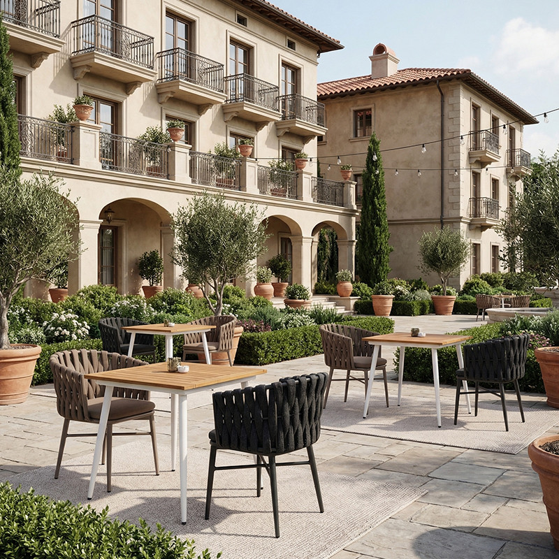 Commercial Grade Hotel Outdoor Braided Rope Chair