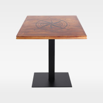 Vintage Rustic Square Nautical Compass Engraved Wooden Table Top