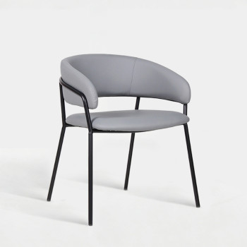 Curved Backrest Faux Leather Upholstered Chair For Hotel Lobby Restaurant Dining Furniture