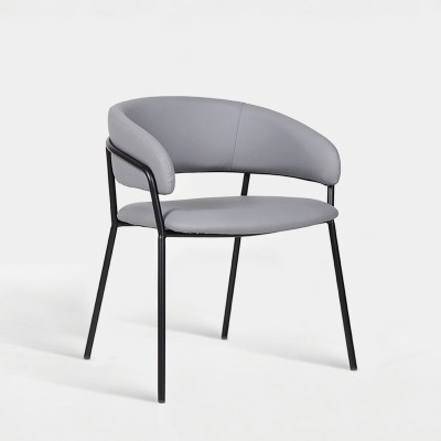 Curved Backrest Faux Leather Upholstered Chair For Hotel Lobby Restaurant Dining Furniture