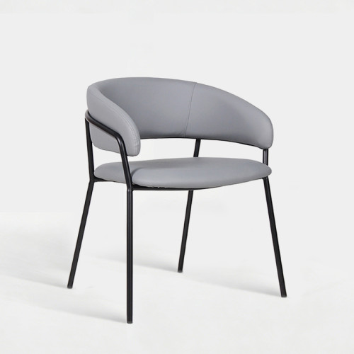 Curved Backrest Faux Leather Upholstered Chair For Hotel Lobby Restaurant Dining Furniture