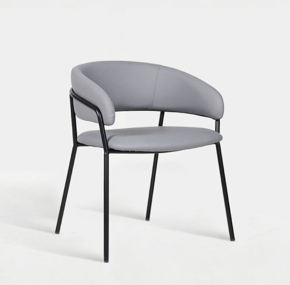 Curved Backrest Faux Leather Upholstered Chair For Hotel Lobby Restaurant Dining Furniture