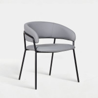 Curved Backrest Faux Leather Upholstered Chair For Hotel Lobby Restaurant Dining Furniture