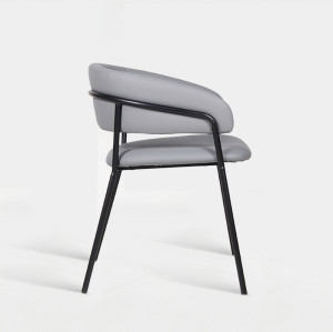 Curved Backrest Faux Leather Upholstered Chair For Hotel Lobby Restaurant Dining Furniture
