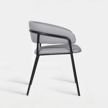 Curved Backrest Faux Leather Upholstered Chair For Hotel Lobby Restaurant Dining Furniture