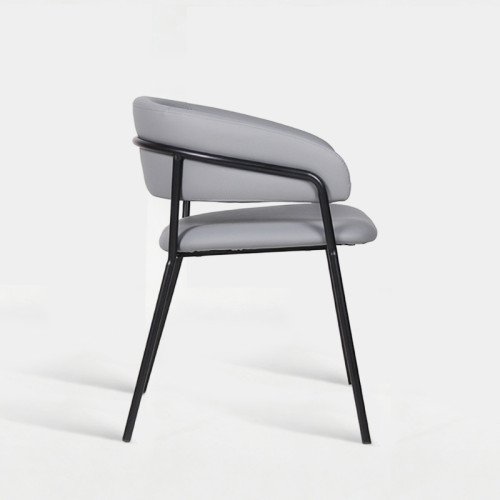 Curved Backrest Faux Leather Upholstered Chair For Hotel Lobby Restaurant Dining Furniture
