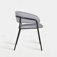 Curved Backrest Faux Leather Upholstered Chair For Hotel Lobby Restaurant Dining Furniture