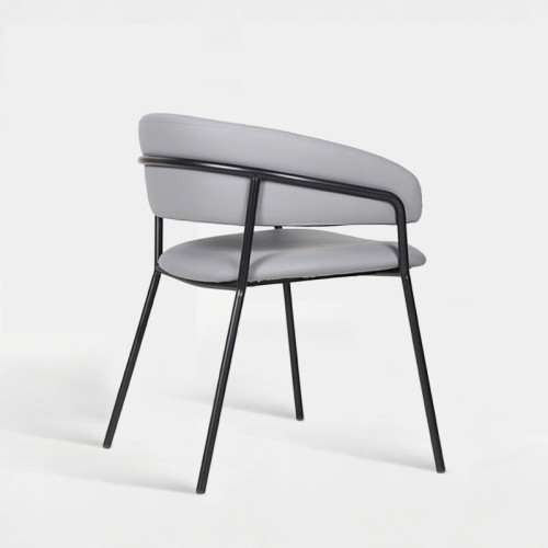 Curved Backrest Faux Leather Upholstered Chair For Hotel Lobby Restaurant Dining Furniture