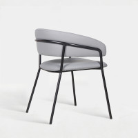 Curved Backrest Faux Leather Upholstered Chair For Hotel Lobby Restaurant Dining Furniture