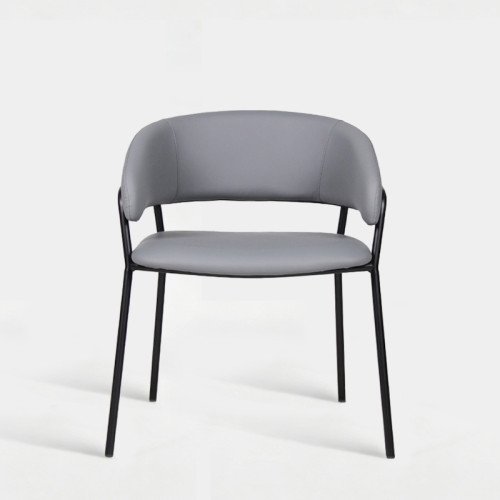 Curved Backrest Faux Leather Upholstered Chair For Hotel Lobby Restaurant Dining Furniture