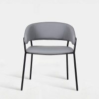Curved Backrest Faux Leather Upholstered Chair For Hotel Lobby Restaurant Dining Furniture