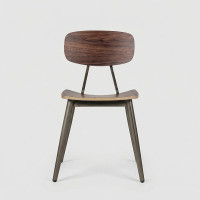Industrial Style Metal Walnut Plyood Commercial Hotel Dining Chair