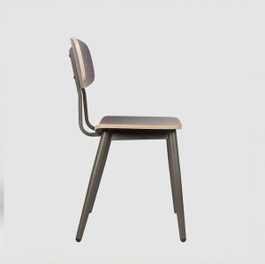 Industrial Style Metal Walnut Plyood Commercial Hotel Dining Chair