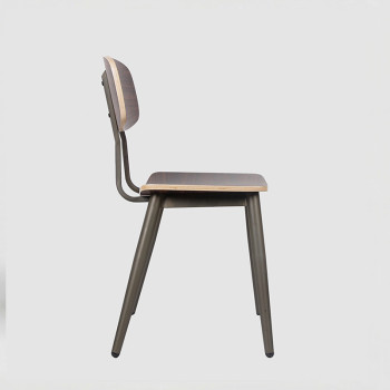 Industrial Style Metal Walnut Plyood Commercial Hotel Dining Chair