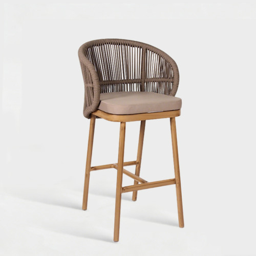 Nordic Rope Weaving Outdoor Hotel High Bar Chair