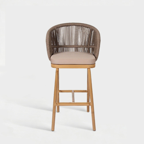Nordic Rope Weaving Outdoor Hotel High Bar Chair