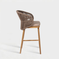 Nordic Rope Weaving Outdoor Hotel High Bar Chair