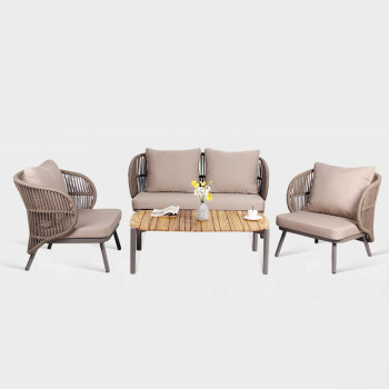 Weather Resistant 4 Piece Rope Weave Outdoor Sofa Set For Hotel & Resort