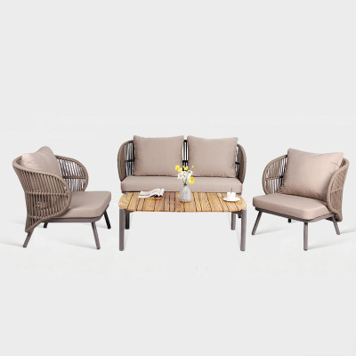 Weather Resistant 4 Piece Rope Weave Outdoor Sofa Set For Hotel & Resort