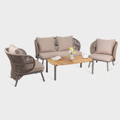 Weather Resistant 4 Piece Rope Weave Outdoor Sofa Set For Hotel & Resort