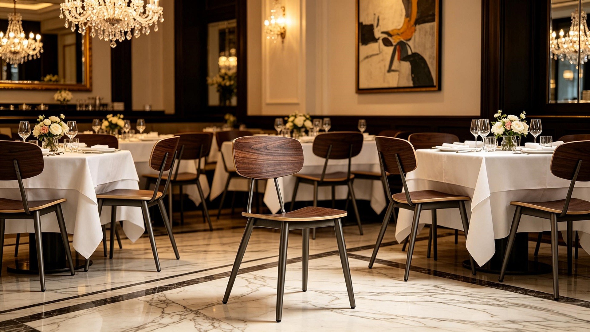Walnut Plyood Commercial Hotel Dining Chair