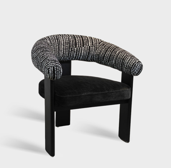 Modern Curved Back Upholstered Fabric Dining Chair For Hotel Restaurant
