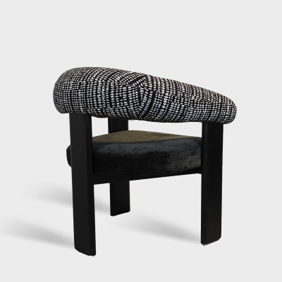 Modern Curved Back Upholstered Fabric Dining Chair For Hotel Restaurant