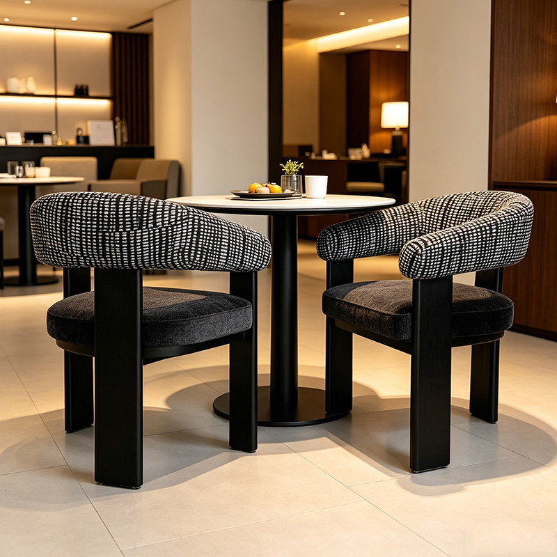 Modern Curved Back Upholstered Fabric Dining Chair