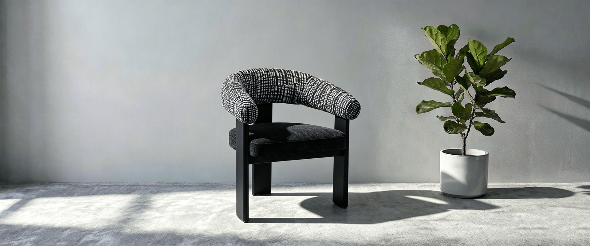 Modern Curved Back Upholstered Fabric Dining Chair