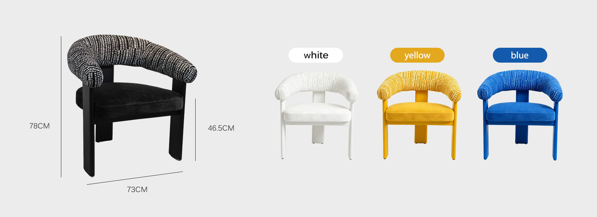 Modern Curved Back Upholstered Fabric Dining Chair