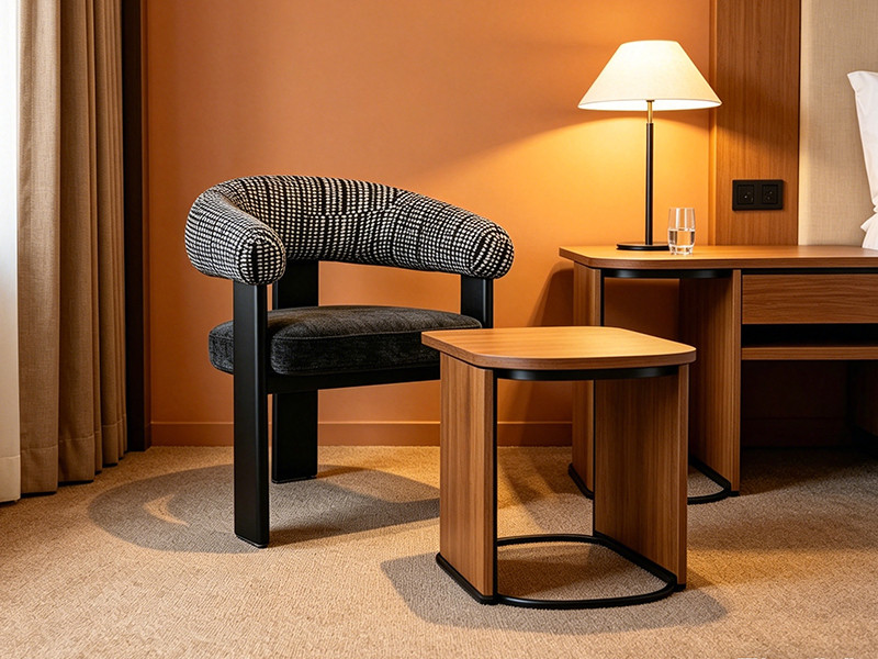 Modern Curved Back Upholstered Fabric Dining Chair
