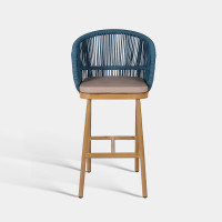 Contemporary Woven Rope Hotel Outdoor Patio Bar Chair