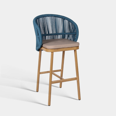 Contemporary Woven Rope Hotel Outdoor Patio Bar Chair