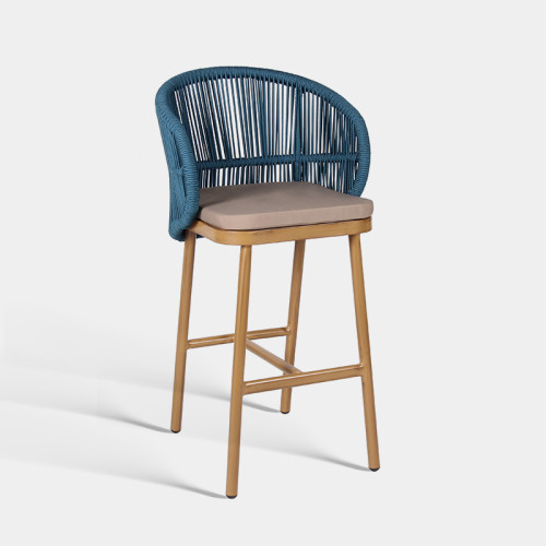 Contemporary Woven Rope Hotel Outdoor Patio Bar Chair