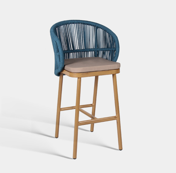 Contemporary Woven Rope Hotel Outdoor Patio Bar Chair