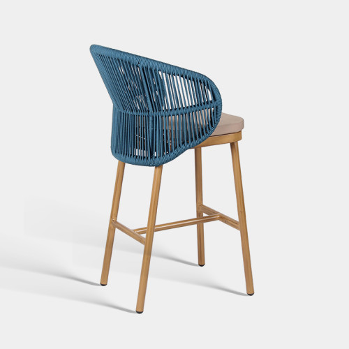 Contemporary Woven Rope Hotel Outdoor Patio Bar Chair