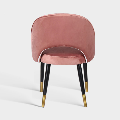 Elegant Hotel Pink Velvet Dining Chair With Gold Metal Legs