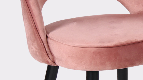 Elegant Hotel Pink Velvet Dining Chair With Gold Metal Legs 