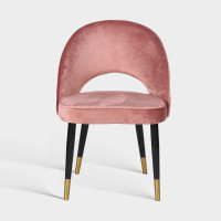 Elegant Hotel Pink Velvet Dining Chair With Gold Metal Legs